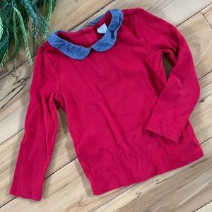 Baby Gap- Denim Peplum Collar Red Sweater Top - 4T